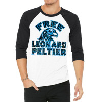 Free Leonard Peltier Blue Used Look 3/4 Sleeve Shirt | Artistshot