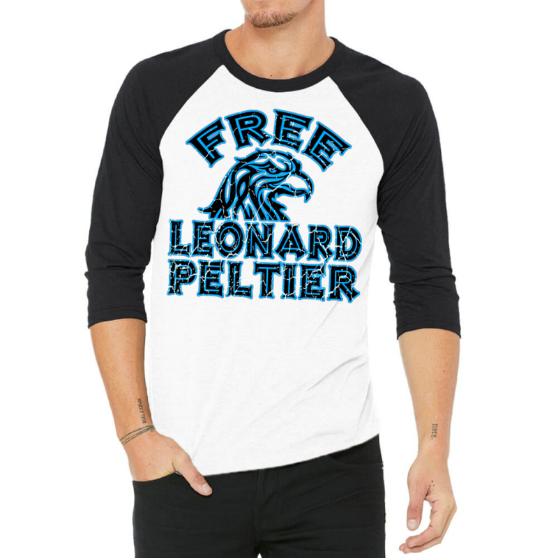 Free Leonard Peltier Blue Used Look 3/4 Sleeve Shirt by oubaydkukmanz | Artistshot