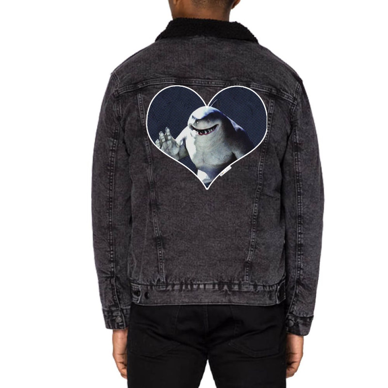 King Shark Heart Print Unisex Sherpa-lined Denim Jacket | Artistshot