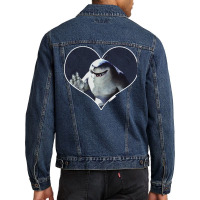 King Shark Heart Print Men Denim Jacket | Artistshot