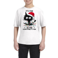 Black Cats Christmas It S Fine I M Fine Everything Is Fine Youth Tee | Artistshot