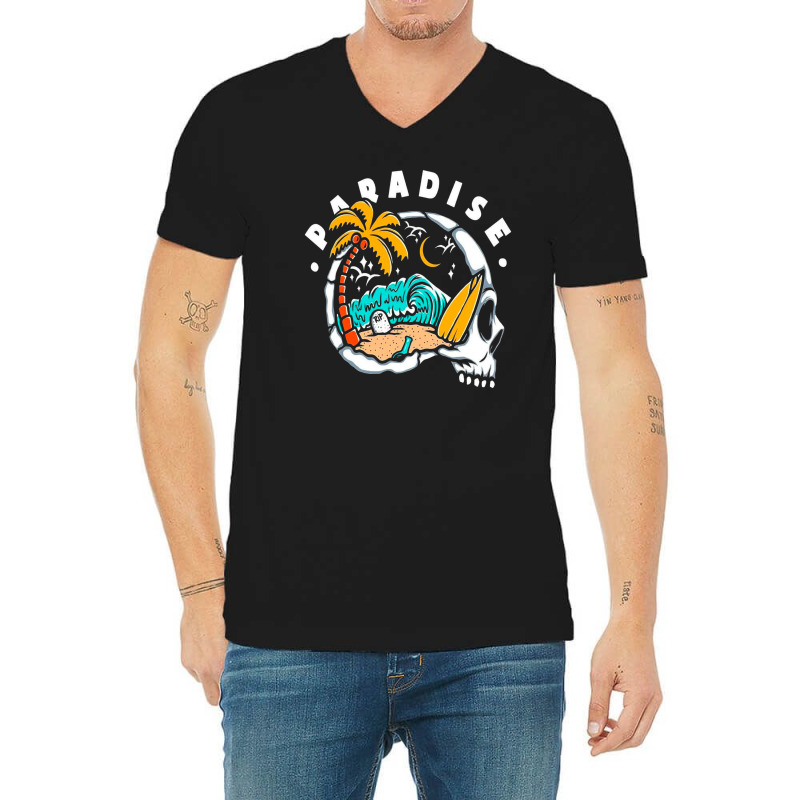 #paradise #beach #rip V-Neck Tee by lik9787 | Artistshot