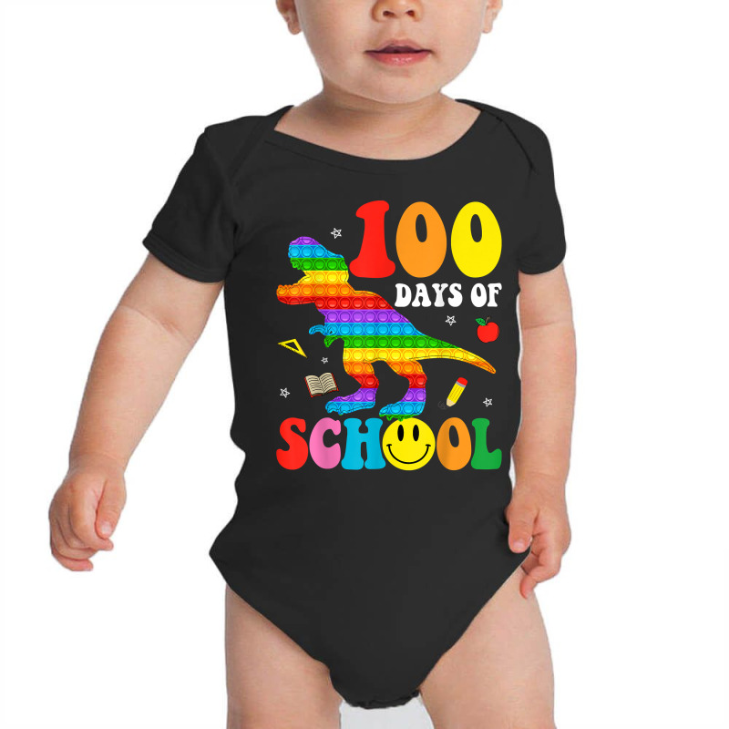 100 Days Of School Poppin Funny Dinosaur Teacher Student T Shirt Baby Bodysuit | Artistshot