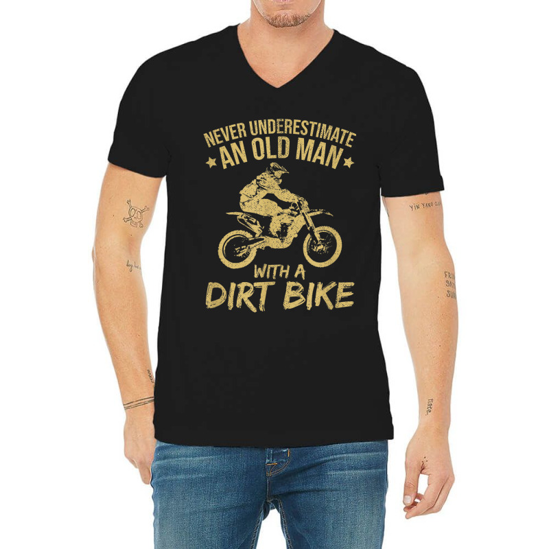 Funny Old Man Dirt Bike Motocross V-neck Tee | Artistshot