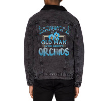 Funny Orchid Lover For Men Dad Uncle Gift For Fathers Day Unisex Sherpa-lined Denim Jacket | Artistshot