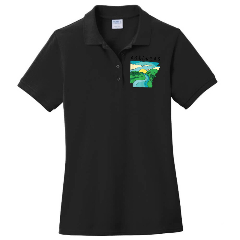 Arkansas Home Town Landscape Of Arkansas Mississippi River T Shirt Ladies Polo Shirt by shmonotpv4s | Artistshot