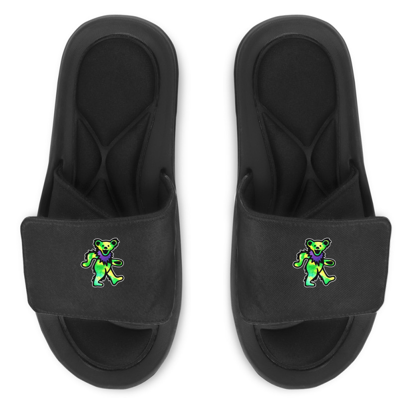 Green Grateful Dancing Hippie Classic Rock Dead Bear Slide Sandal | Artistshot