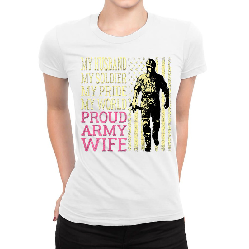 My Husband My Soldier Hero   Proud Army Wife Military Spouse T Shirt Ladies Fitted T-Shirt by kogmor58594 | Artistshot