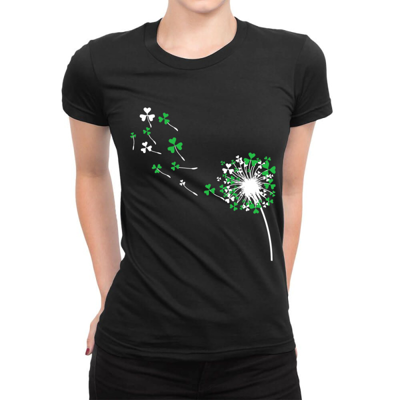 St Patricks Day Dandelion Shamrock Men Women Cute Funny Gift Ladies Fitted T-Shirt by Kenneth123 | Artistshot