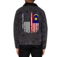 Duel Flag Design Malaysia And American Duel Citizen T Shirt Unisex Sherpa-lined Denim Jacket | Artistshot