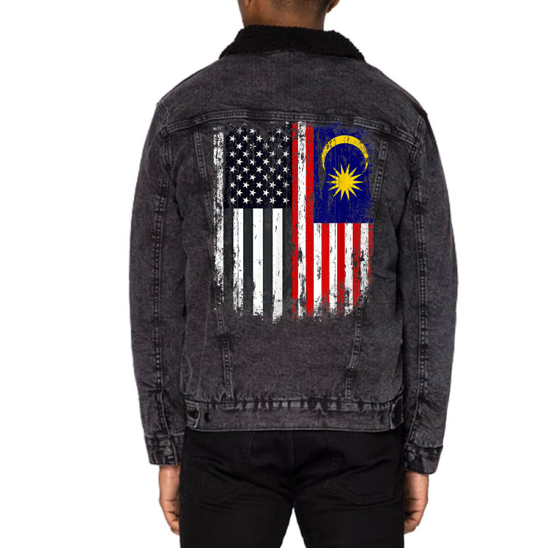 Duel Flag Design Malaysia And American Duel Citizen T Shirt Unisex Sherpa-Lined Denim Jacket by xq8pjbeamer | Artistshot