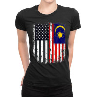 Duel Flag Design Malaysia And American Duel Citizen T Shirt Ladies Fitted T-shirt | Artistshot