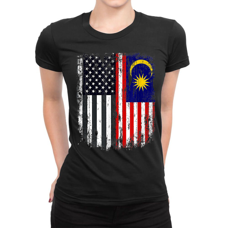 Duel Flag Design Malaysia And American Duel Citizen T Shirt Ladies Fitted T-Shirt by xq8pjbeamer | Artistshot