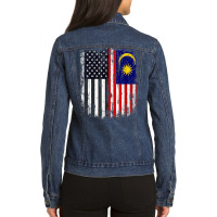 Duel Flag Design Malaysia And American Duel Citizen T Shirt Ladies Denim Jacket | Artistshot