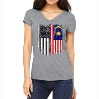 Duel Flag Design Malaysia And American Duel Citizen T Shirt Women's V-neck T-shirt | Artistshot