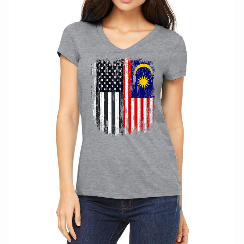 Duel Flag Design Malaysia And American Duel Citizen T Shirt Women's V-Neck T-Shirt by xq8pjbeamer | Artistshot