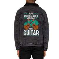 Guitarist An Old Man With A Guitar Gift Unisex Sherpa-lined Denim Jacket | Artistshot