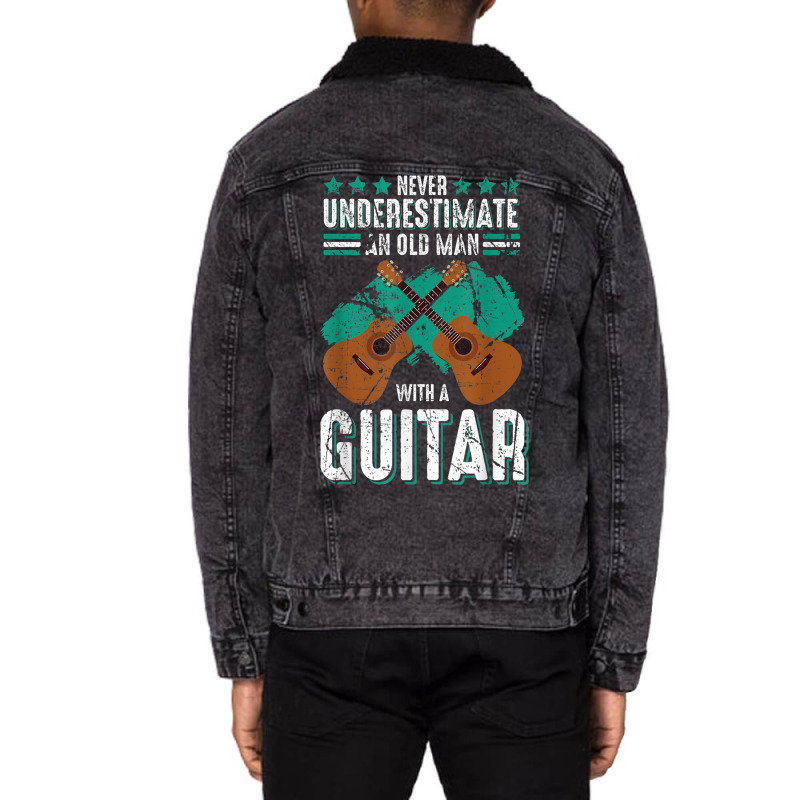 Guitarist An Old Man With A Guitar Gift Unisex Sherpa-lined Denim Jacket | Artistshot