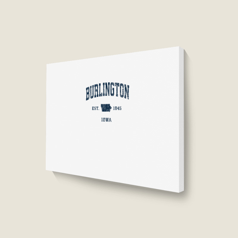 Burlington Iowa Ia Vintage Athletic Navy Sports Design Landscape Canvas Print | Artistshot