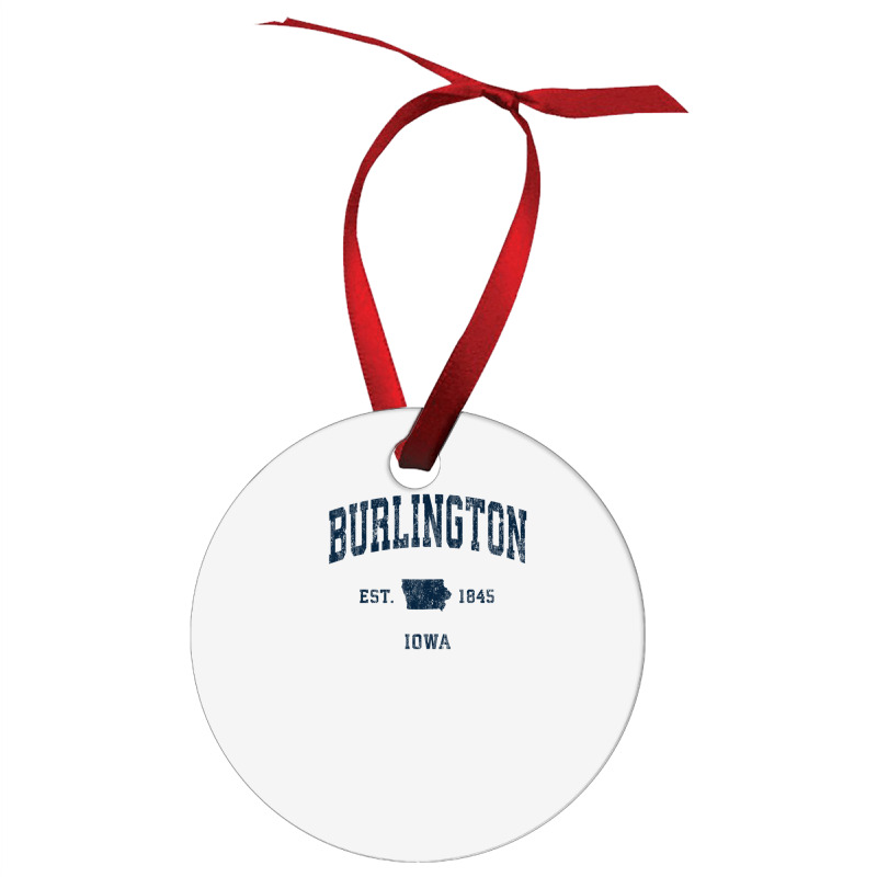 Burlington Iowa Ia Vintage Athletic Navy Sports Design Ornament | Artistshot