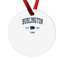 Burlington Iowa Ia Vintage Athletic Navy Sports Design Ornament | Artistshot