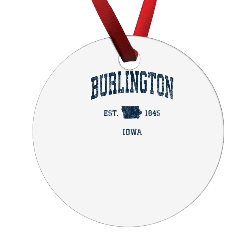 Burlington Iowa Ia Vintage Athletic Navy Sports Design Ornament | Artistshot