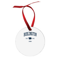 Burlington Iowa Ia Vintage Athletic Navy Sports Design Ornament | Artistshot