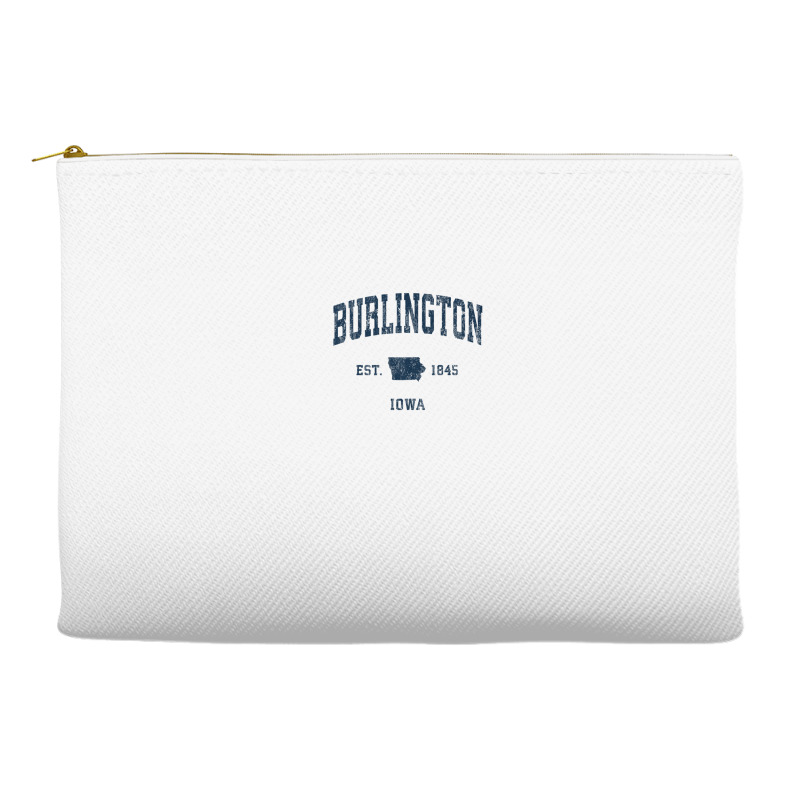 Burlington Iowa Ia Vintage Athletic Navy Sports Design Accessory Pouches | Artistshot