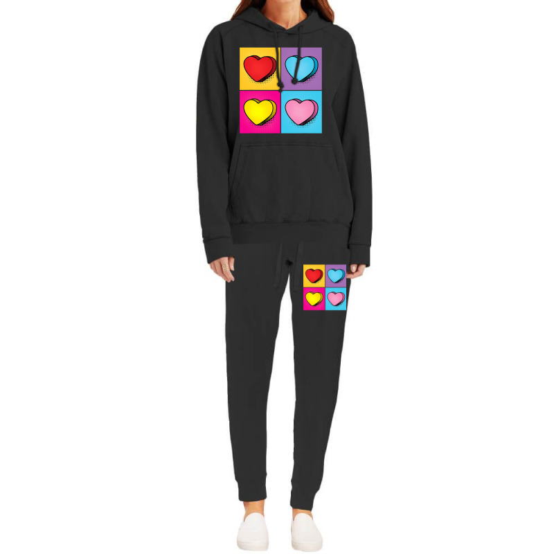 Candy Heart Pop Art Valentine S Day Graphic Hoodie & Jogger Set | Artistshot