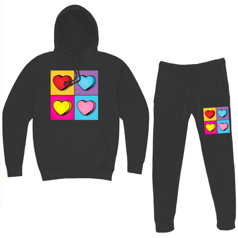 Candy Heart Pop Art Valentine S Day Graphic Hoodie & Jogger Set | Artistshot