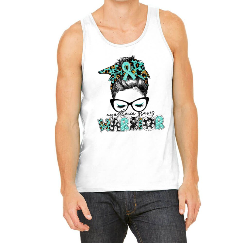 Messy Bun Women Teal Ribbon Myasthenia Gravis Warrior Tank Top | Artistshot