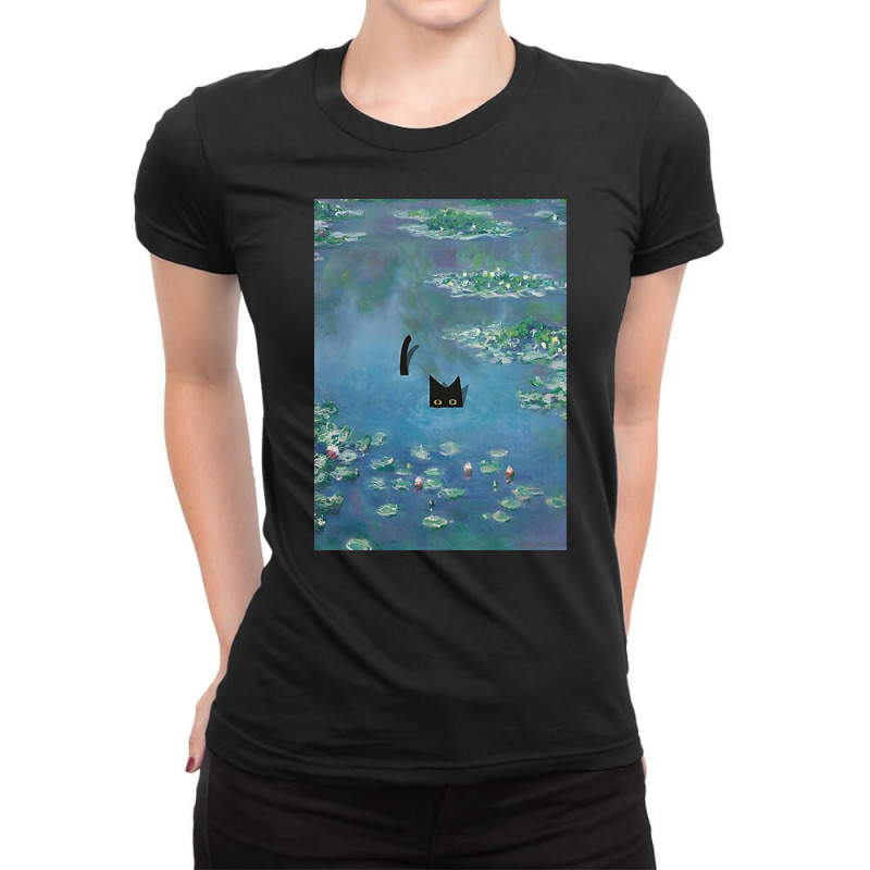 Monet Cat, Cat Lovers Gift Ideas Ladies Fitted T-Shirt by cathleenknot | Artistshot