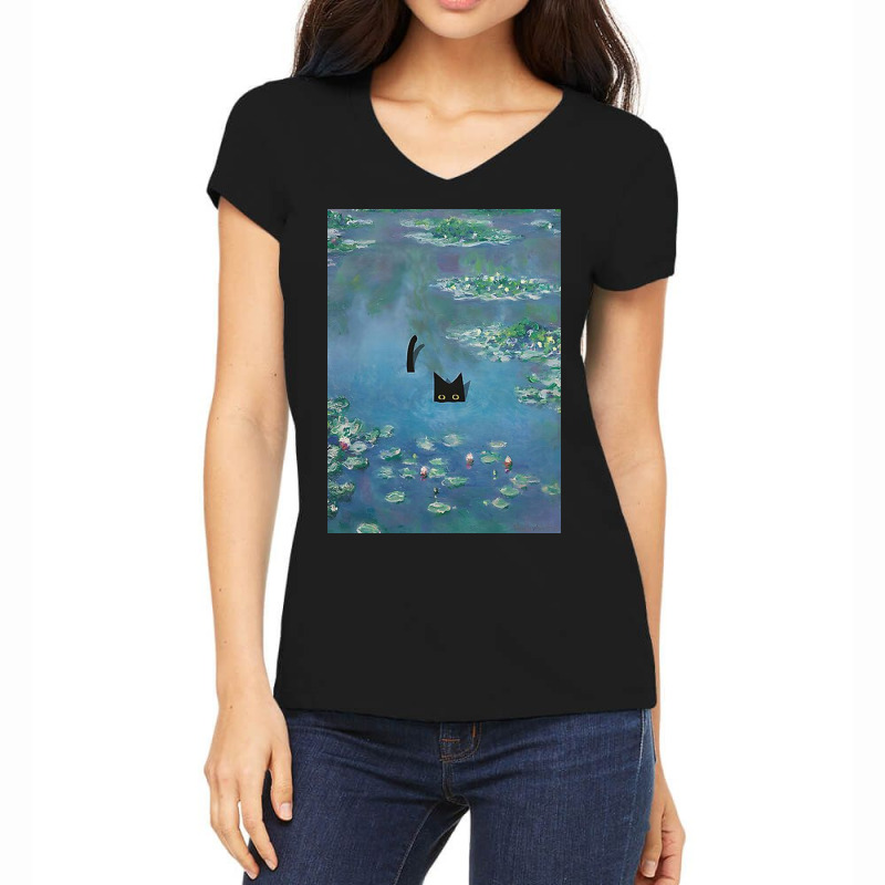 Monet Cat, Cat Lovers Gift Ideas Women's V-Neck T-Shirt by cathleenknot | Artistshot