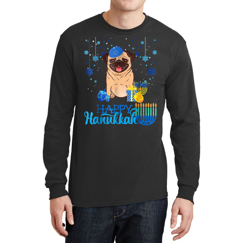 Jewish Pug Dog Menorah Hat Chanukah Hanukkah Jewish Xmas Pre T Shirt Long Sleeve Shirts | Artistshot