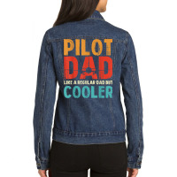 Funny Pilot Dad Aviation Apparel Airplane Pilots Aviation T Shirt Ladies Denim Jacket | Artistshot