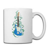 Blue Offset Style Electric Guitar Flowering Vines Coffee Mug | Artistshot