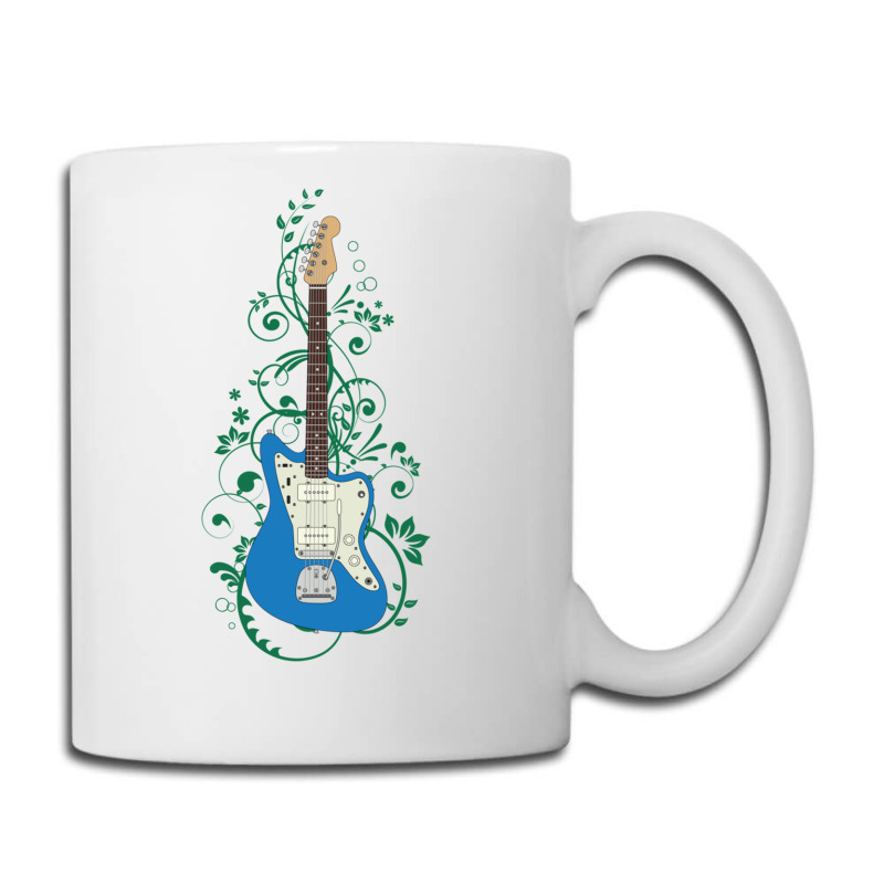 Blue Offset Style Electric Guitar Flowering Vines Coffee Mug | Artistshot