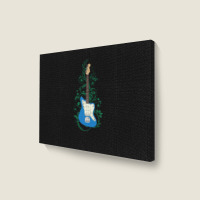 Blue Offset Style Electric Guitar Flowering Vines Landscape Canvas Print | Artistshot