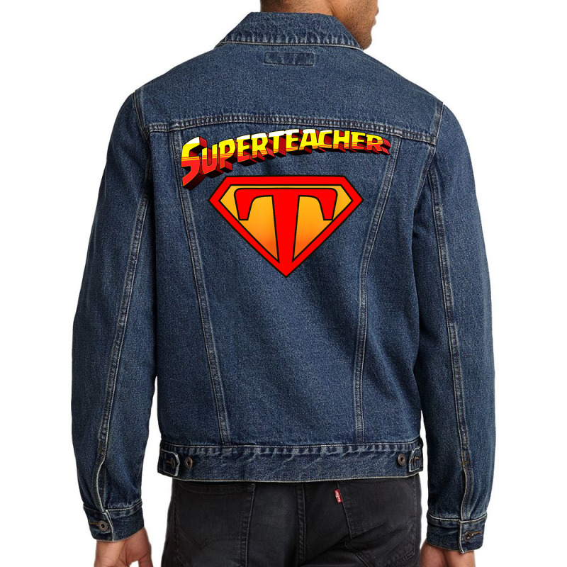 Superteacher Superhero Funny Teacher Superteacher Men Denim Jacket | Artistshot