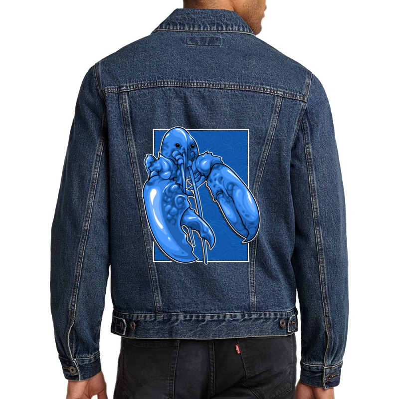 Funny Jumpscare Lobster Meme Blue Crustacean Pullover Hoodie Men Denim Jacket | Artistshot