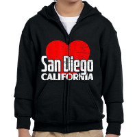 I Love San Diego California Retro Big Heart Vacation T Shirt Youth Zipper Hoodie | Artistshot