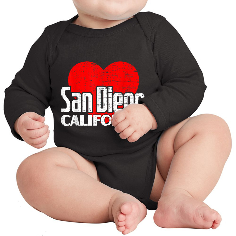 I Love San Diego California Retro Big Heart Vacation T Shirt Long Sleeve Baby Bodysuit by jessamynb4pru | Artistshot