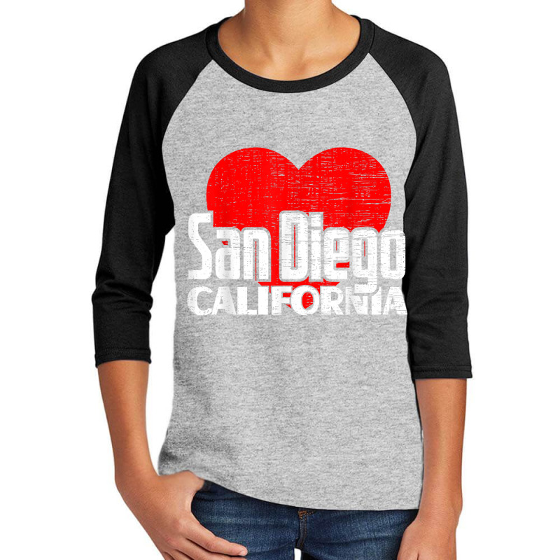 I Love San Diego California Retro Big Heart Vacation T Shirt Youth 3/4 Sleeve by jessamynb4pru | Artistshot