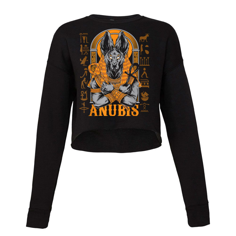 Anubis Ancient Egypt Hieroglyphics Vintage Cropped Sweater by mintoosaenanf | Artistshot