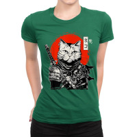 Samurai Japanese Cat Bushido Warrior, Katana Sword Retro Ladies Fitted T-shirt | Artistshot