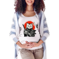 Samurai Japanese Cat Bushido Warrior, Katana Sword Retro Maternity Scoop Neck T-shirt | Artistshot