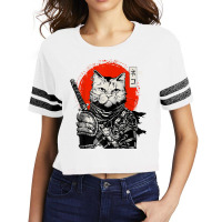 Samurai Japanese Cat Bushido Warrior, Katana Sword Retro Scorecard Crop Tee | Artistshot