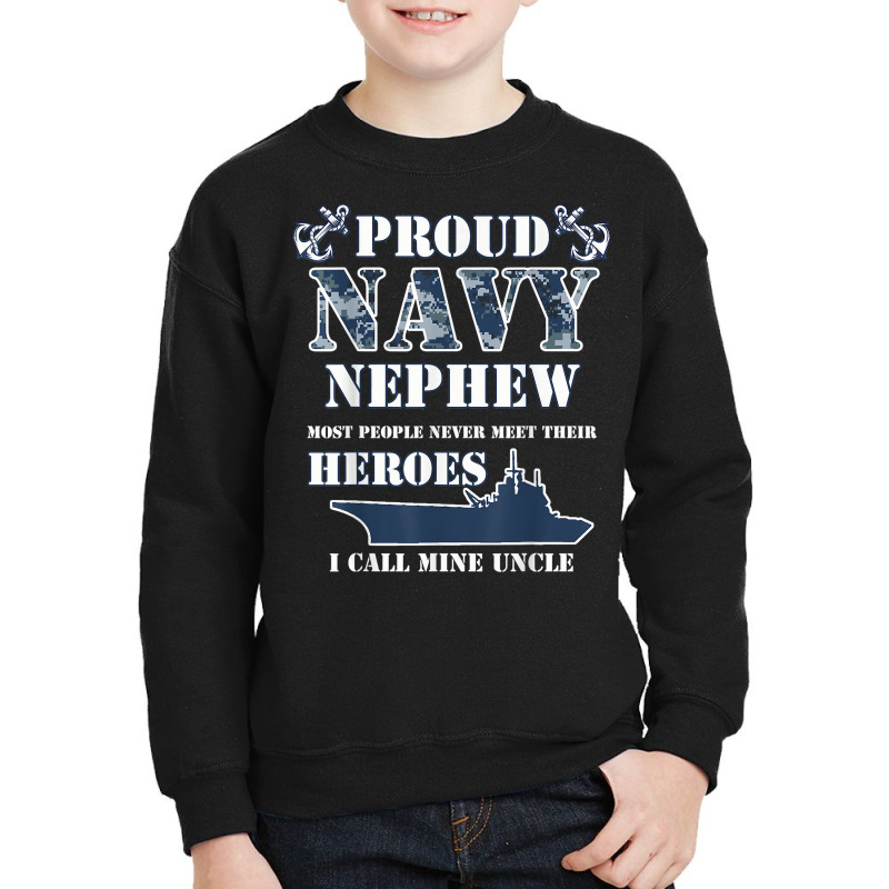 Proud Navy Nephew T Shirts Youth Sweatshirt by kogmor58594 | Artistshot