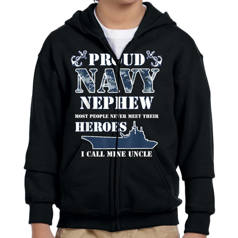 Proud Navy Nephew T Shirts Youth Zipper Hoodie by kogmor58594 | Artistshot