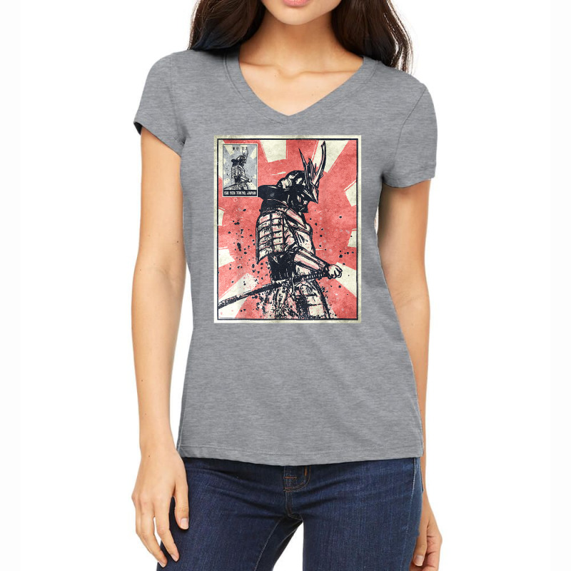 Samurai Warrior Bushido Vintage Retro Japanese Aesthetic Women's V-Neck T-Shirt by vakkerolbreiq | Artistshot